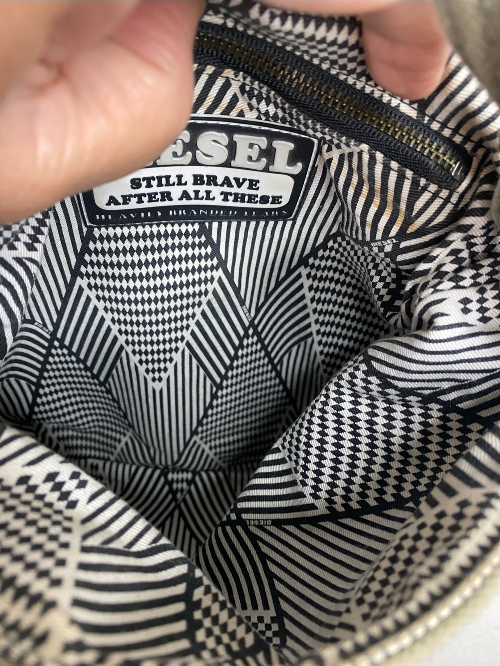 Diesel Olive Green Thick Canvas Crossbody Bag Y2K - Picture 5 of 14